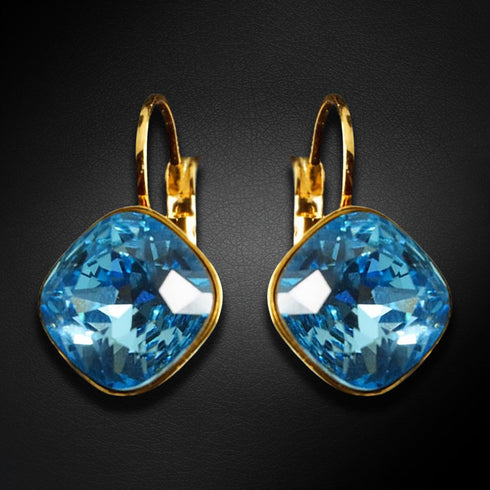 Auskarai „Apakintas Spindesys IV (Akvamarino Mėlyna)“ su Swarovski™ kristalais